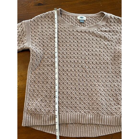 Old Navy Womens Sweater Medium Knit Pink Blush Cozy Diamond Pattern Scoop Neck - Picture 4 of 8